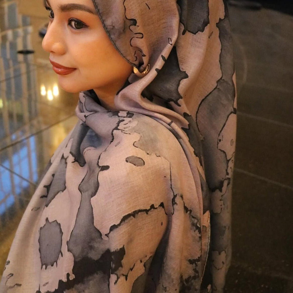 Marble Mist Watercolor Print Hijab