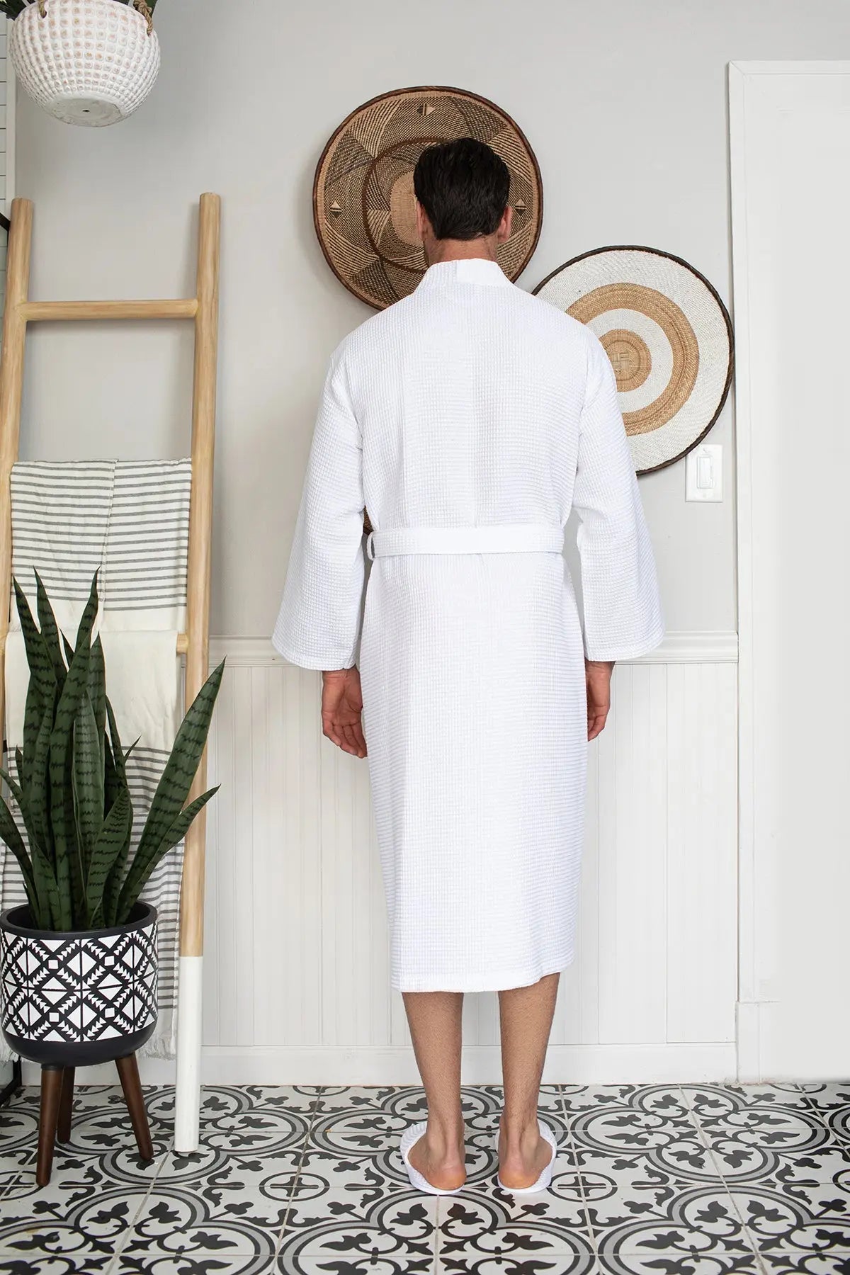 Waffle Spa Bathrobe for Men -  Absorbent, Lightweight