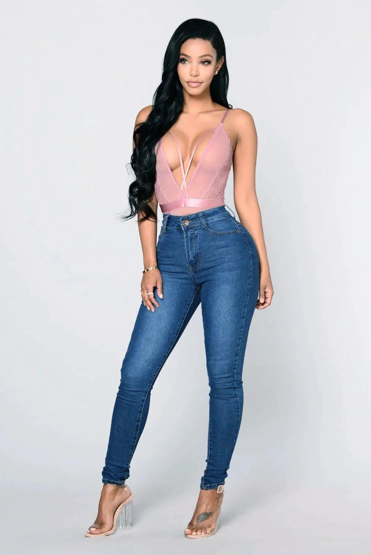 Women's High Waist Stretch Hip Lift Denim Skinny Jeans