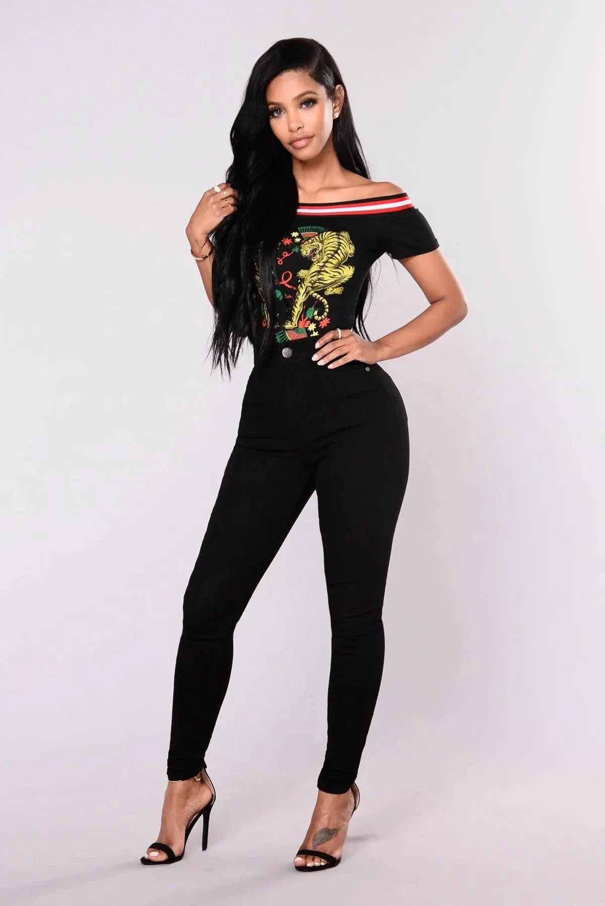 Women's High Waist Stretch Hip Lift Denim Skinny Jeans